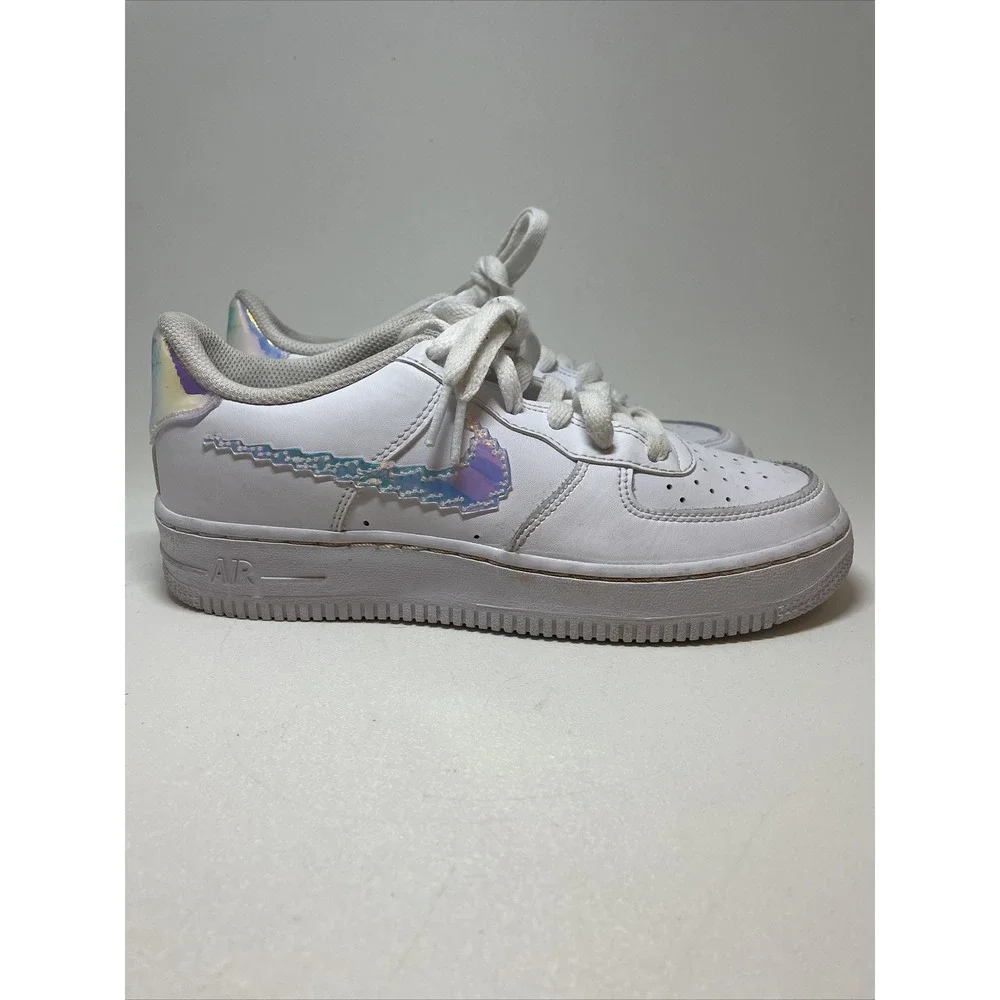 NIKE Air Force 1 Digital Swoosh Shoes - Iridescent - Youth Size 4 - CW1577 100